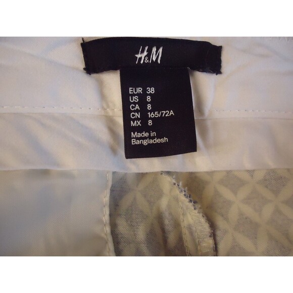 H&M Skinny Cropped Chino Pants Blue White Diamond All Over Print Womens Size 8 - Picture 5 of 10